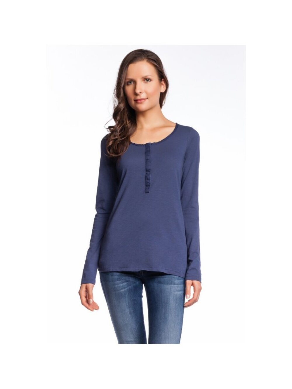 Velvet Graham Spencer KARELA Henley Top Agean Blue Long Sleeve Slub NWT XXS